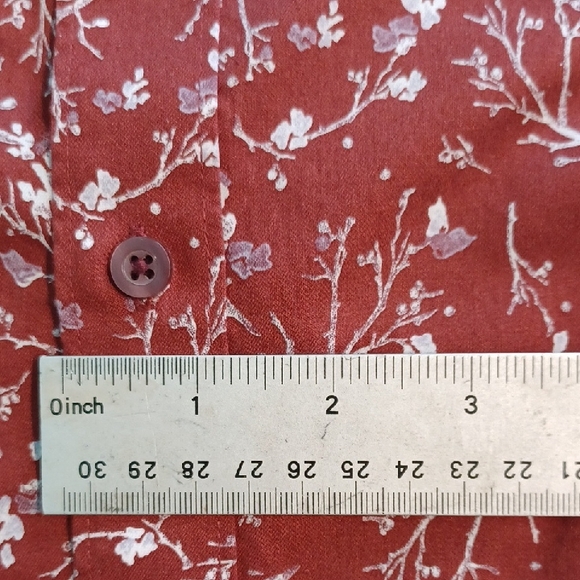 Hechter Paris Casual Button Down Shirt in Red/Brown Nature-Inspired Design 6390 - Picture 3 of 7